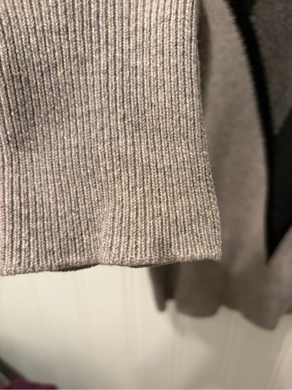 Vintage Scottish Cashmere Geometric V Neck Sweater Gray Black Made in Scotland